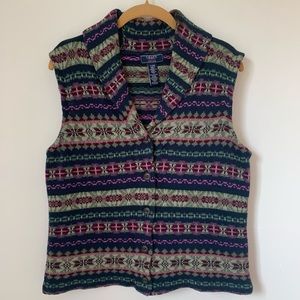 Chaps Multicolor Striped Cardigan Vest
